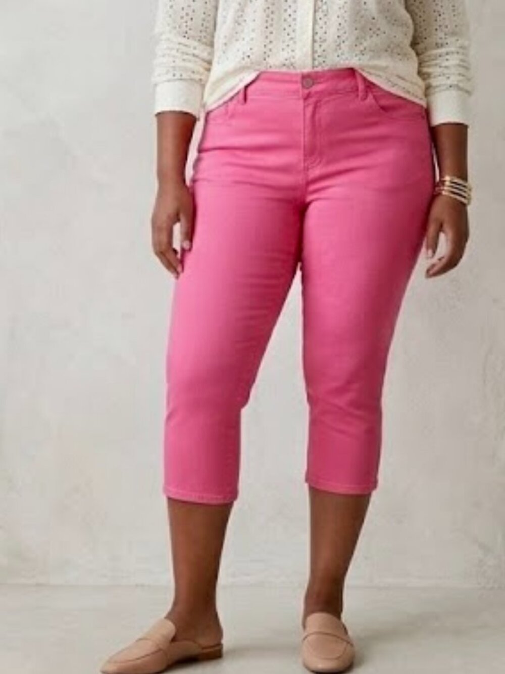 NWT Talbots Preppy Pink Denim Jegging Crops 24W Plus Size High Waist Stretch